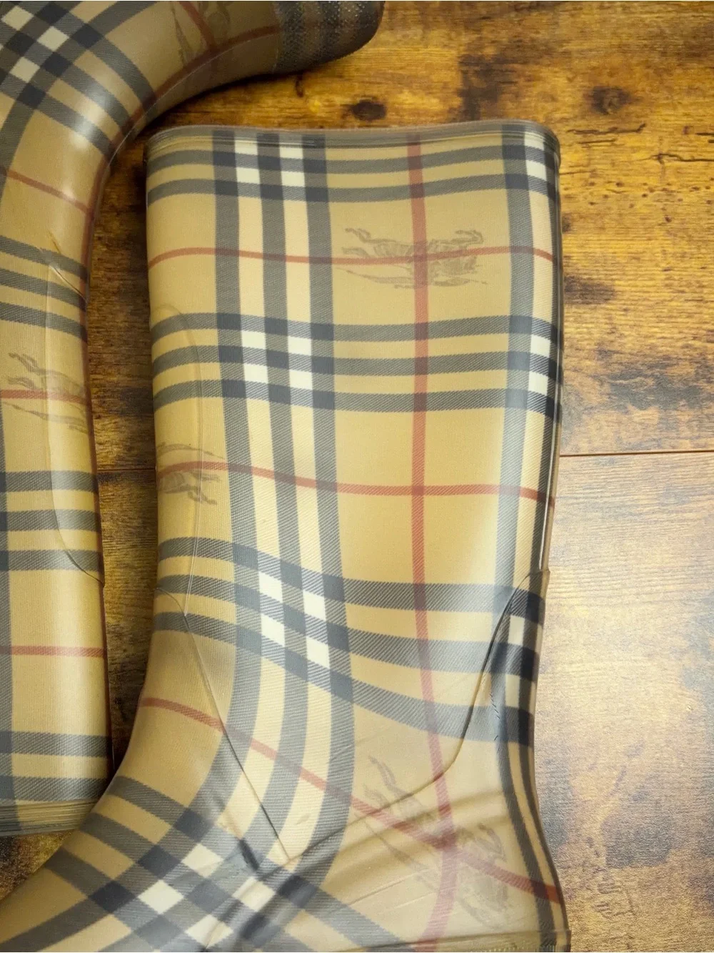 Burberry Rain Boots Tall Classic Check Womens Size 6.5 Made in Italy